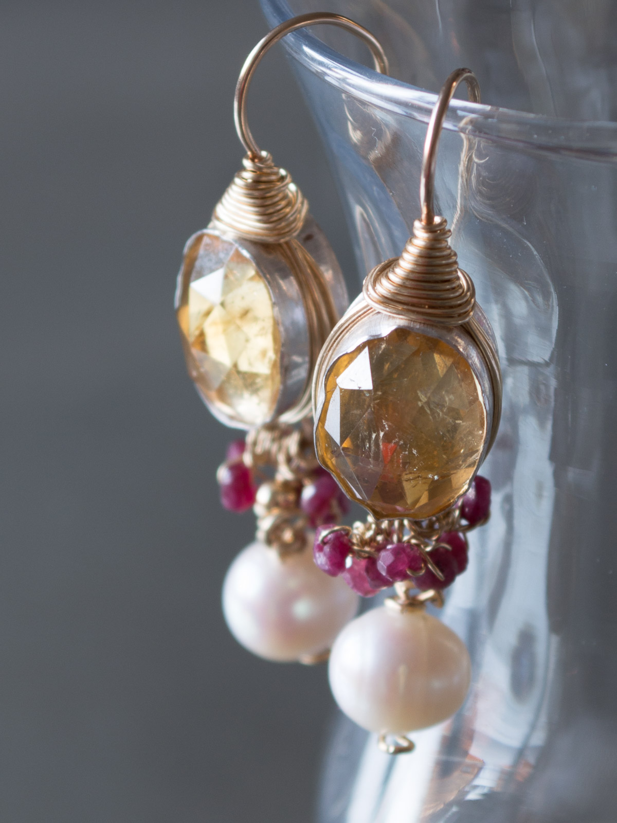 earrings Ronit citrine and garnet